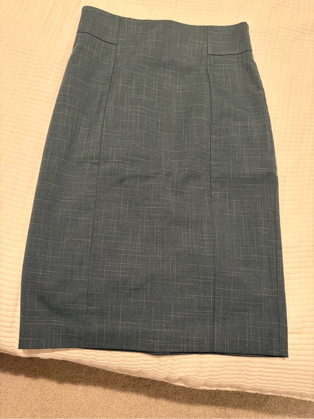 Ann Taylor Teal-Gray Windowpane Pencil Skirt